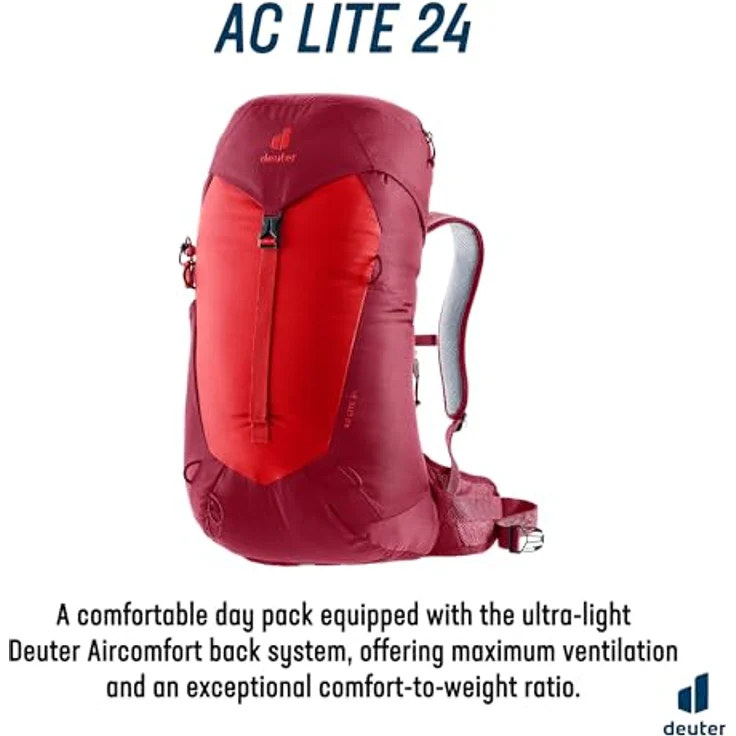 Deuter Herren Ac Lite 24 Wanderrucksack, Cherry-masala, 24 Lang - Maximale Belüftung und Tragekomfort – Bild 2