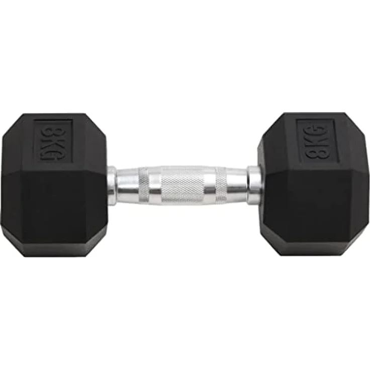 vidaXL 2x Hexagon Kurzhantel Set, 16 kg Gusseisen mit Gummibeschichtung und Anti-Roll-Design für Krafttraining – Bild 3