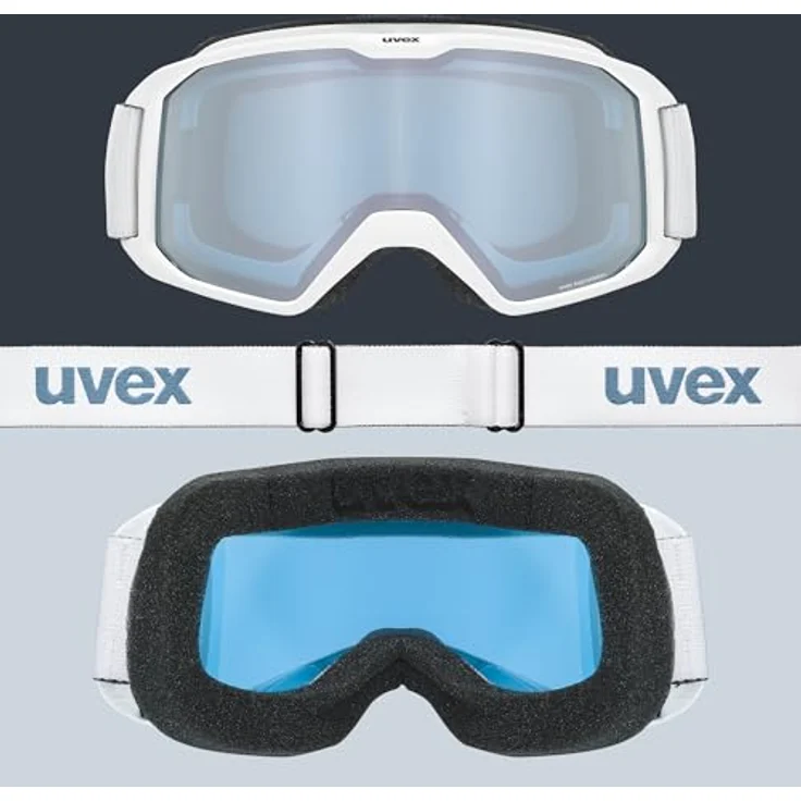 uvex elemnt FM, Skibrille für Damen und Herren mit vergrößertem beschlagfreiem Sichtfeld, zugfreier Rahmenbelüftung, white matt/silver-blue, one size – Bild 4