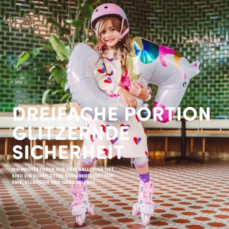 CARIBOO Kinder-Rollschuh-Set Cariboo Ballerina, Lerninliner mit Pinken Schützern, Größe S, 2 Fahrmodi, LED-Rollen – Bild 9