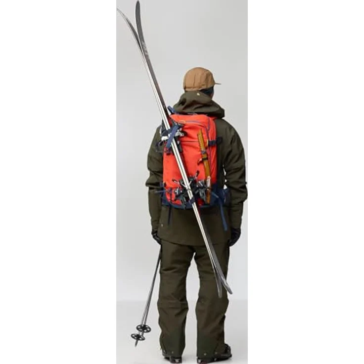 Fjällräven Bergtagen Touring 30L Rucksack, wasserdichter Skitouren-Rucksack aus 100% recyceltem Polyamid, Flame Orange/Mountain Blue, M/L – Bild 4