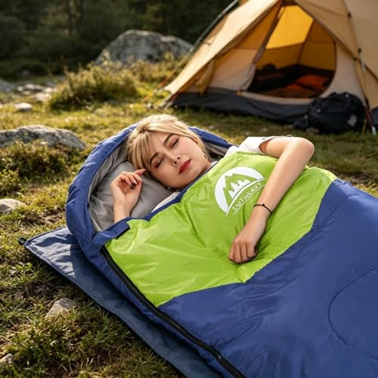 SWTMERRY Schlafsack für 3-4 Jahreszeiten, wasserdicht und leicht, für Jugendliche und Erwachsene, ideal zum Wandern und Campen, Komforttemperatur 10-20 °C, in verschiedenen Farben erhältlich – Bild 4