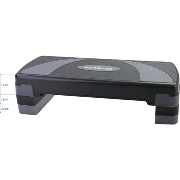 Fitness Stepboard Stepper Steppbrett Workout 3 Stufen Schwarz Grau 80x30cm – Bild 2