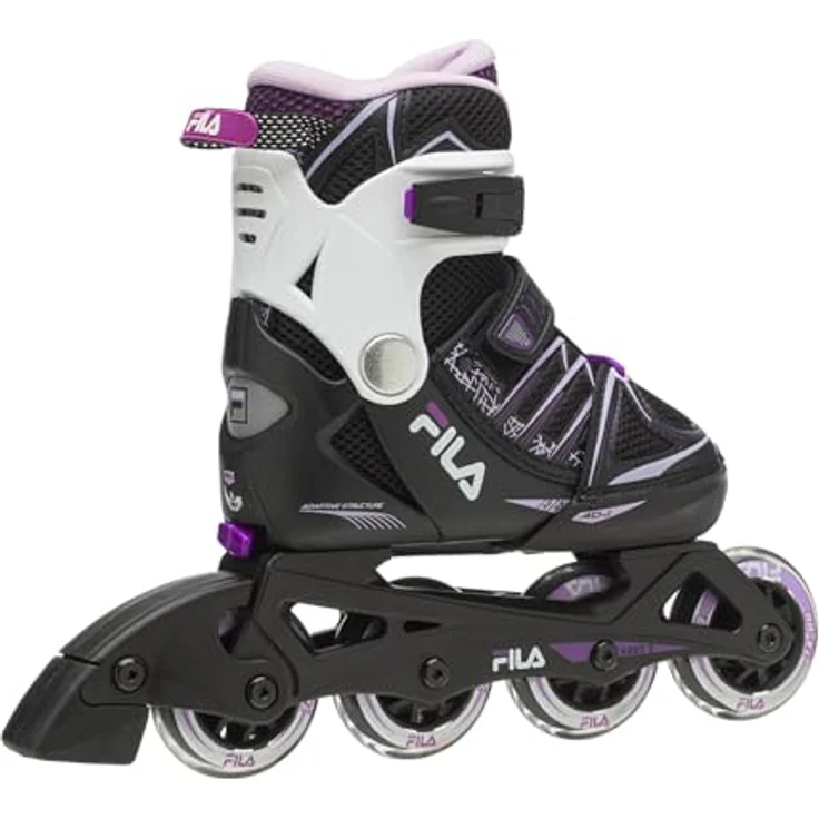 Fila X-One Inline Skates, schwarz/magenta, verstellbar von Größe 29-32 mit ABEC5 Kugellager – Bild 3