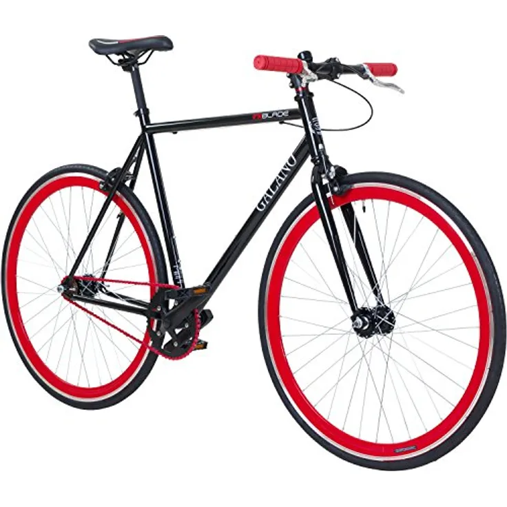 Galano 700C 28 Zoll Fixie Singlespeed Bike Blade, Rahmengröße 53 cm, schwarz/rot