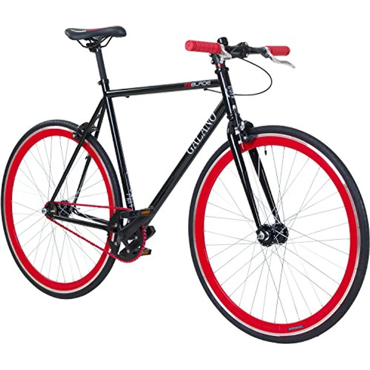 Galano Blade 28 Zoll Fixie Singlespeed Bike, Rennrad für Damen und Herren, schwarz/rot - Preisvergleich – Bild 1