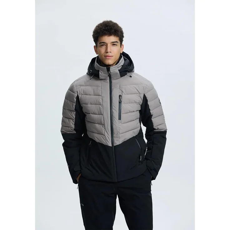Icepeak Folsom I Jacke, wattierte Skijacke für Herren, grau, 10.000 mm wasserdicht, 4-Wege-Stretch, mit Schneefang