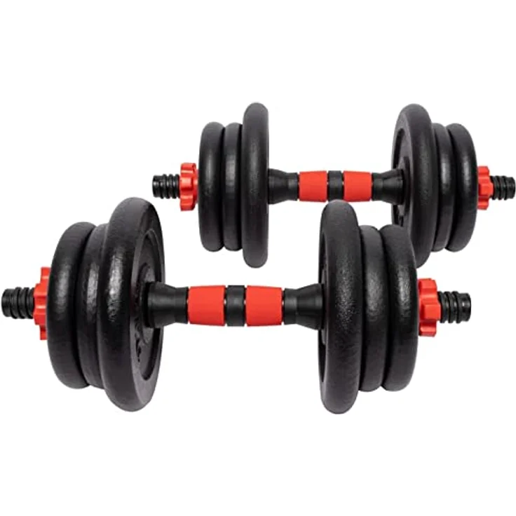 GORILLA SPORTS® Hantelset - 15kg, 20kg, 25kg, 30kg Gewichte, 2er Set, 25mm, Gusseisen, rutschfest, 4 Sternverschlüsse - Kurzhanteln Set, Kurzhantelset, Hantelscheiben, Krafttraining – Bild 2