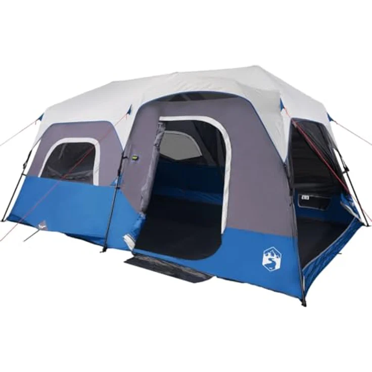 vidaXL Familienzelt, Campingzelt für 9 Personen mit LED-Beleuchtung, Quick Release System, abnehmbares Überzelt, hellgrün – Bild 1