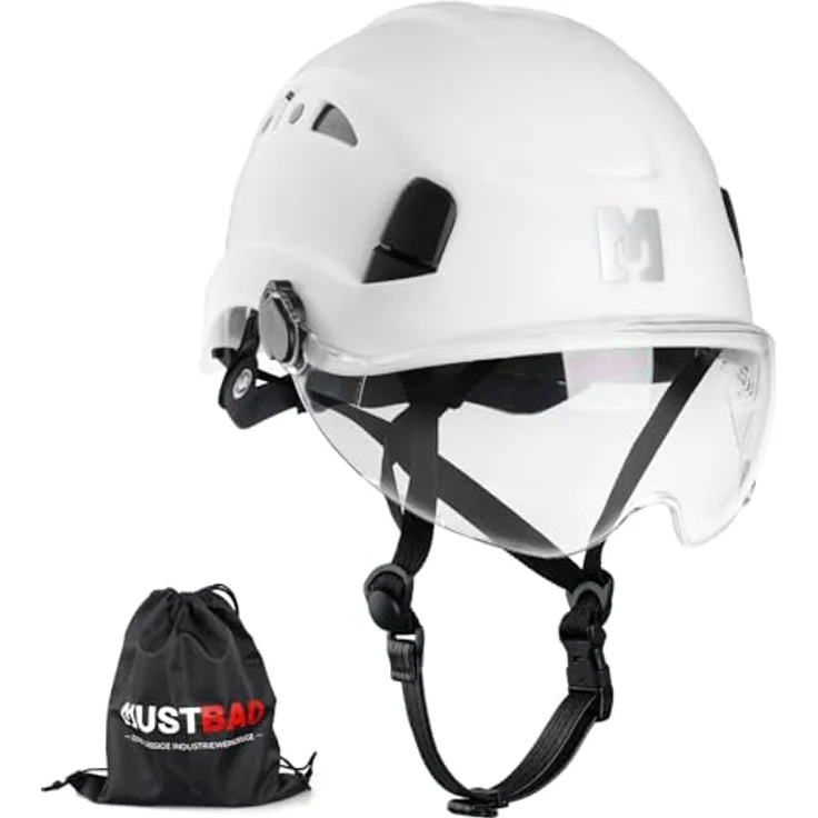 Mustbau Helm HSE06S, Bergsteigerhelm mit gefütterten Schaumstoffpolstern, abnehmbaren Schweißband und verstellbarer Passform, Weiß – Bild 1
