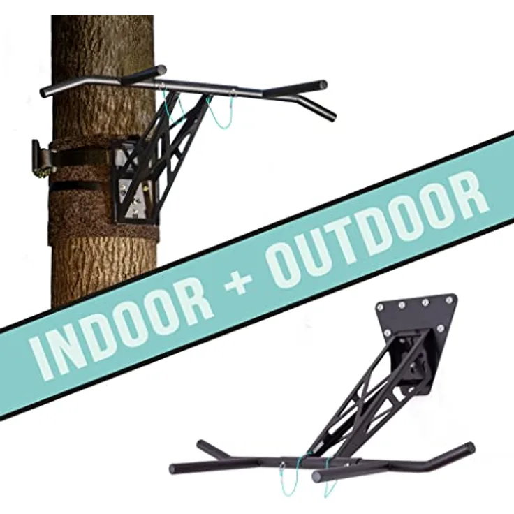 PULLUP & DIP Premium Klimmzugstange und Dip Stange, mobile Indoor- und Outdoor-Fitnesslösung, robustes schwarzes Stahl-Design, über 35 Übungen inklusive Übungsguide