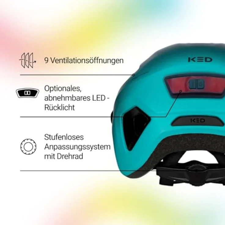 KED Embrace Jr. MU-1, Inmold-Fahrradhelm für Kinder mit integriertem Visier, 52-56 cm, teal black matt – Bild 3