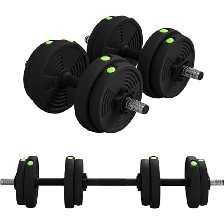 SPORTNOW 2-in-1 Hantel Set, 15 kg verstellbar Dumbbell Set mit 8 Hantelscheiben, Schwarz, bodenschonend – Bild 1