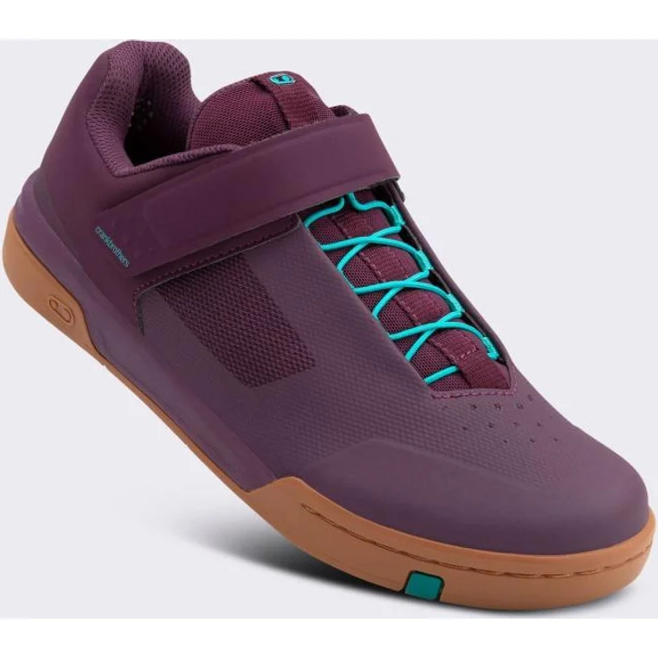 CRANKBROTHERS STAMP Speedlace, MTB-Fahrradschuhe mit optimierter Gummisohle und Speedlace-System, purple haze/teal blue/gum