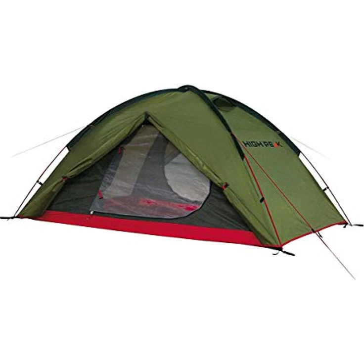 High Peak Kuppelzelt Woodpecker 3, Campingzelt für 3 Personen, 2 Eingänge, Moskitoschutz, windstabil, rot – Bild 2