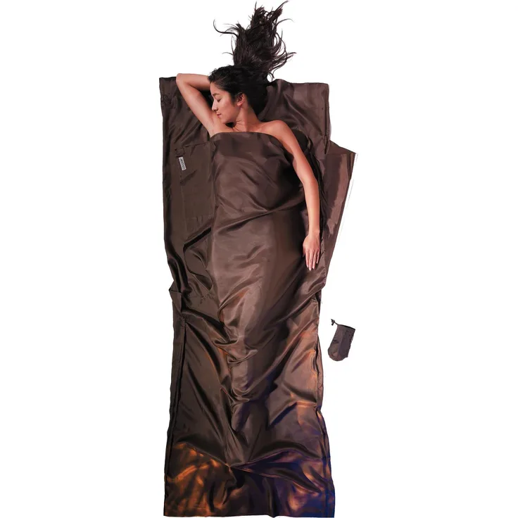 Cocoon TravelSheet Schlafsack aus 100% Seide, 220 cm, extrem leicht, mit Kissenfach und Klettverschluss, für warme Klimazonen