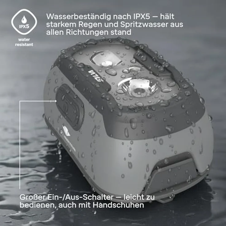 Silva Seek LED Stirnlampe, 320 Lumen, 3 Helligkeitsstufen, IPX5 wasserfest, Betrieb mit 3x AAA oder wiederaufladbarem Akku, mit Batterieanzeige, 92g – Bild 3