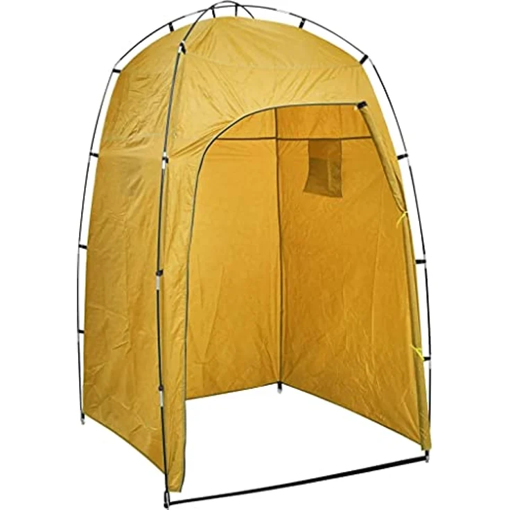 vidaXL Dusche WC Wechselzelt Duschzelt Toilettenzelt Privatsphäre Umkleidezelt Outdoor Camping Zelt Beistellzelt Angelzelt Gelb 130x130x210cm – Bild 1