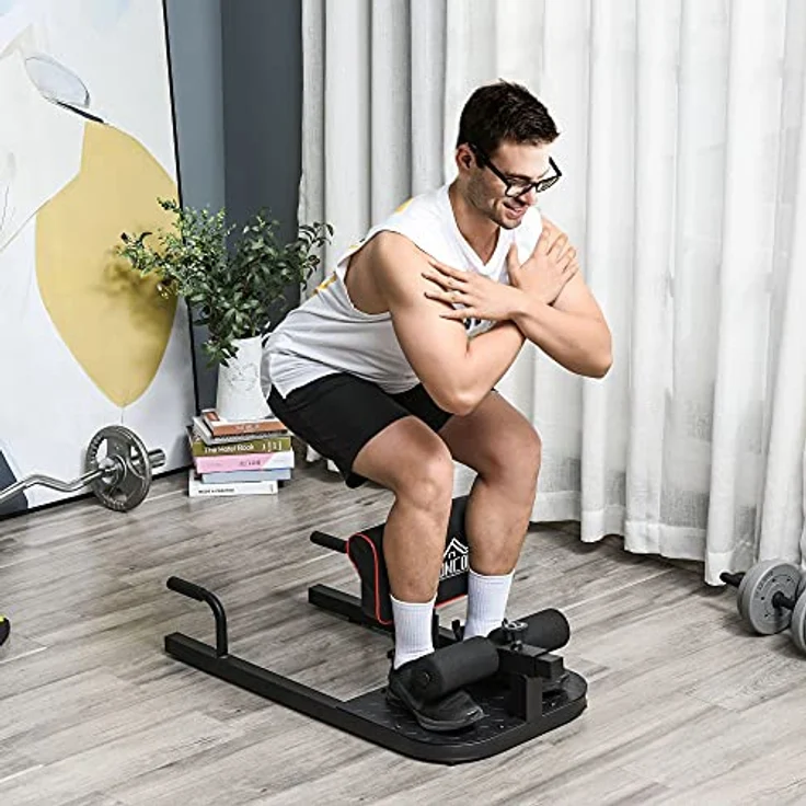 HOMCOM Sissy Squat Kniebeugentrainer Beintrainer Bauch-Gesäß-Trainer 3 in 1 Trainer verstellbar bis 120 kg Stahl Schwarz 50 x 97 x (44,5–56,5) cm – Bild 2