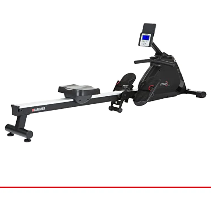 HAMMER Rudergerät Cobra XTR Plus II für zu Hause – Rudermaschine mit innovativem Trainingscomputer, Smartphone-/Tablethalterung, bis 130 kg Nutzergewicht, 232 x 55 x 75 cm, Schwarz, 4532 – Bild 1