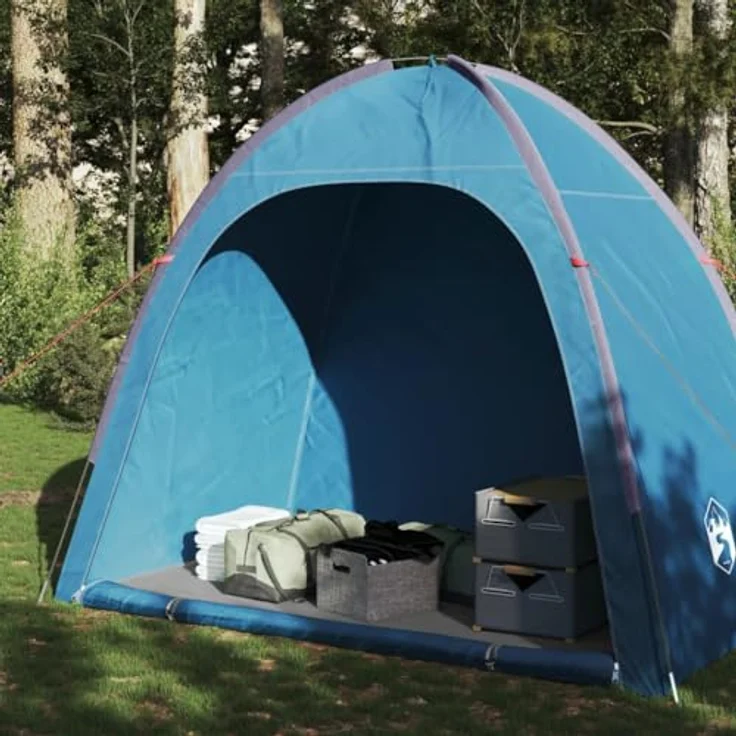 vidaXL Beistellzelt, Lagerzelt mit Stauraum, Umkleidezelt Wasserdicht Tragbar, Campingzelt Aufbewahrungszelt Zelt, Blau 185T Polyester – Bild 2
