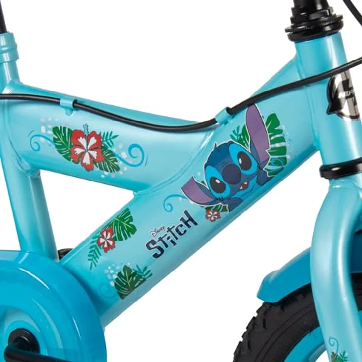 Huffy Disney Stitch Kinderfahrrad 14 Zoll, mit Stützrädern, Stahlrahmen, Rücktrittbremse, bunte Grafiken – Bild 5