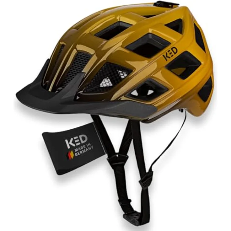 KED Crom Fahrradhelm, Allround-Helm mit K-FIT Anpassungssystem, LED Rücklicht, amber black glossy, Größe: 52-58 (M) – Bild 1