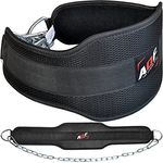 AQF Dip Gürtel Mit Stahlkette, Neopren Fitness Gewichthebergürtel, Gewichtsgürtel, Bodybuilding Dip Belt, Dipgürtel Kraftraining Gürtel Dips Herren Damen (Schwarz)
