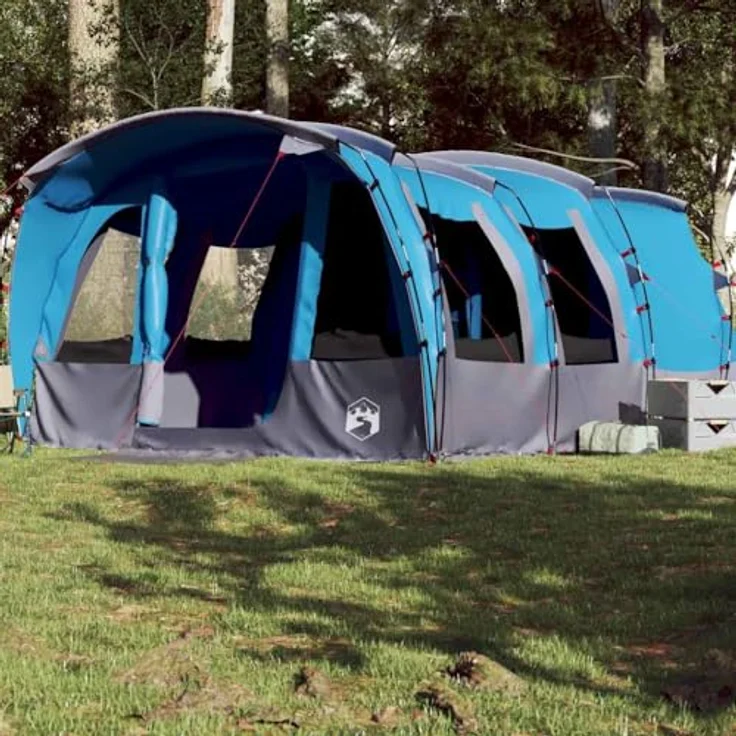 vidaXL Tunnel Familienzelt 8 Personen, Wasserdichtes Campingzelt mit Steckverbindungssystem, Blau 185T Polyester, inklusive Heringen und Abspannseilen – Bild 2