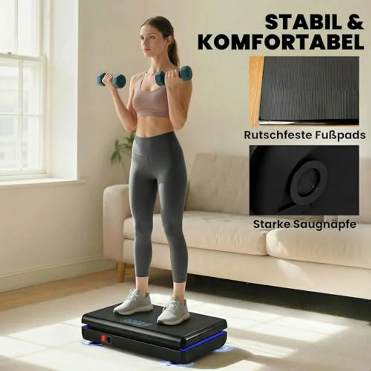 SPORTNOW Vibrationsplatte Rüttelplatte mit 120 Intensitätsstufen, 5 Vorprogrammen und Widerstandsbändern, schwarz – Bild 6