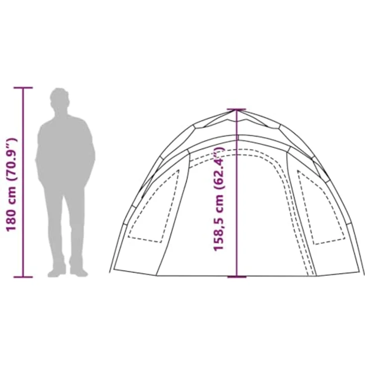 vidaXL Kuppelzelt, wasserdicht und windresistent für 3 Personen, blau, 6 kg, mit Schnellverschluss-System und E-Port – Bild 4