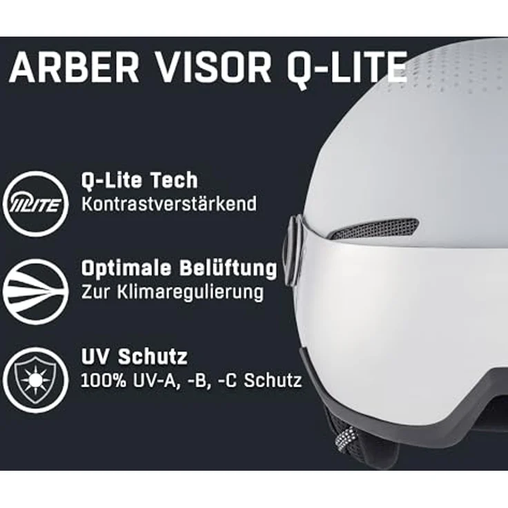 Alpina Arber Visor Q-lite Grey Matt, Größe 58 - 61 cm - Ski- & Snowboardhelm, Farbe Grau – Bild 3