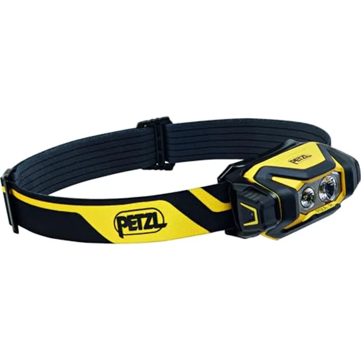 Petzl PIXA R, Professionelle LED-Stirnlampe, 600 Lumen, wasserdicht IP68, aufladbar, Schwarz-Gelb