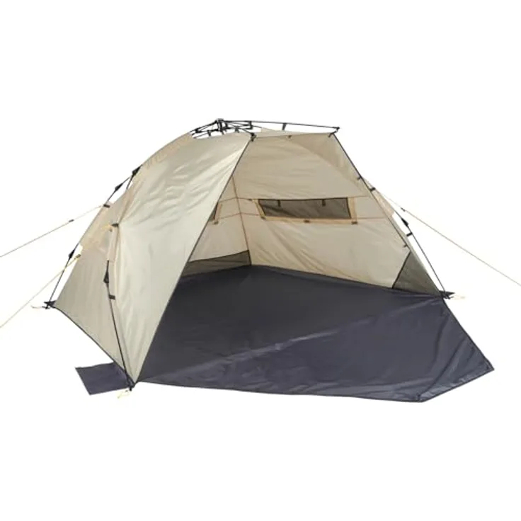 Uquip Speedy Strandzelt und Strandmuschel, 2.50 kg, beige und grau, mit Schnellaufbausystem und stabiler Fiberglasstruktur
