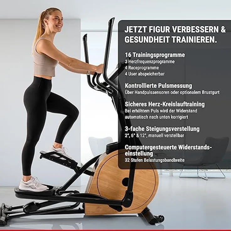 HAMMER Ellipsentrainer CrossPace 7.0 NorsK, 3-fache Steigung, 16 Programme, 20 kg Schwungmasse, Kinomap & Zwift - Preisvergleich – Bild 5