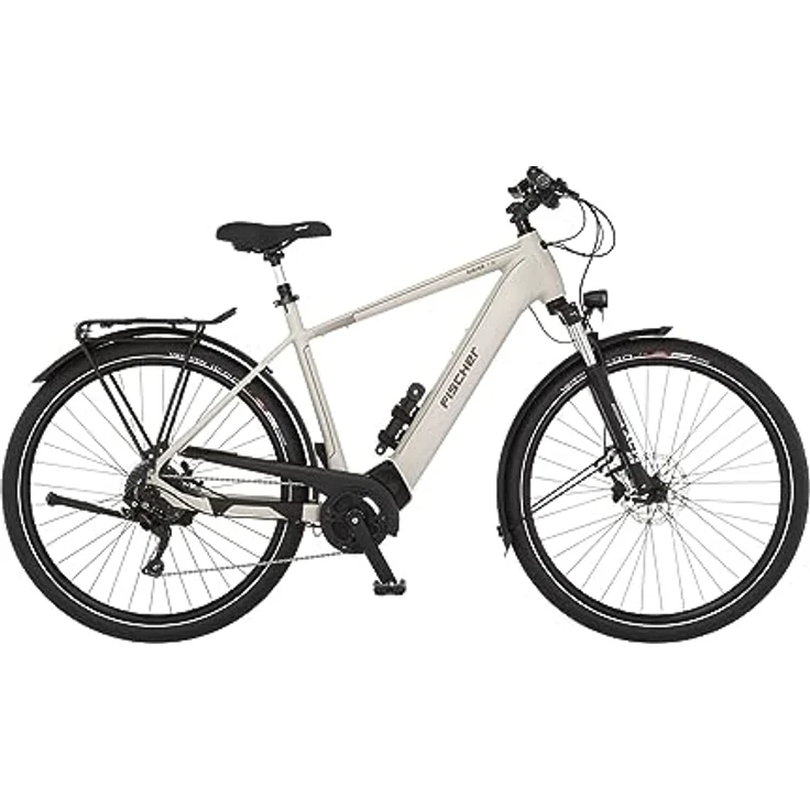 Fischer E-Bike Trekking VIATOR 7.0i Elektrofahrrad, RH 55 cm, Mittelmotor 70 Nm, 36 V Akku, zementgreige matt, 55cm-630Wh – Bild 1