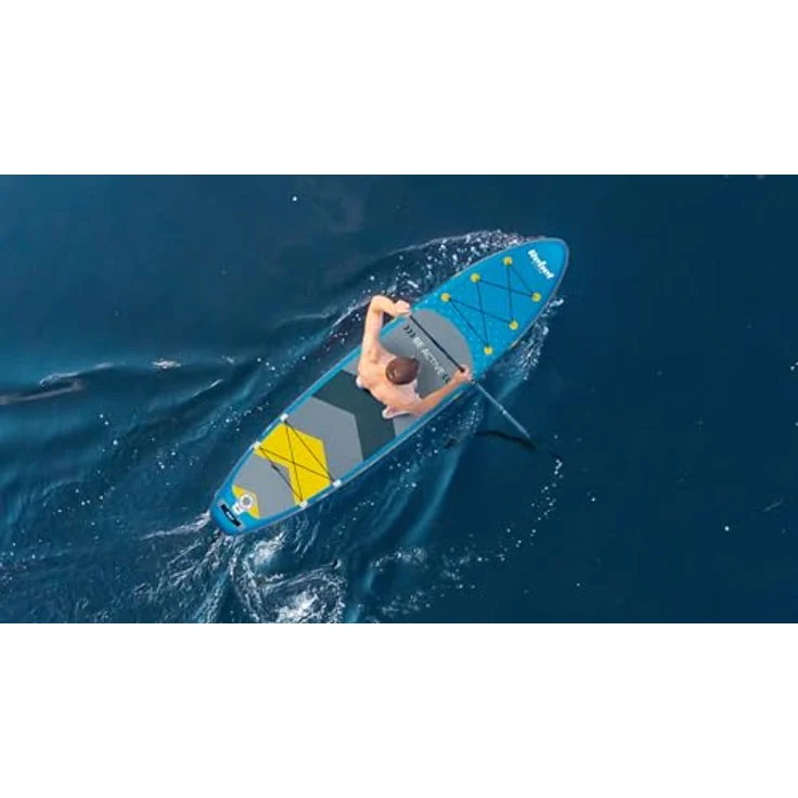 Rebel RBA-4500 Paddleboard SUP, 350 cm, maximale Tragfähigkeit 135 kg, blau, mit Zubehör und Hochvolumen-Elektropumpe – Bild 13