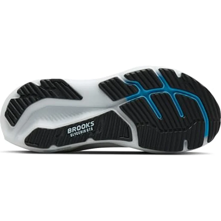 Brooks Glycerin GTS 23, Laufschuhe mit GuideRails™-Technologiesystem, atmungsaktivem Strick-Obermaterial, Dämpfung und Recyclingmaterial, Farbvariante White/Rain/Baltic Sea, Schuhweite normal, Größe 43 – Bild 6