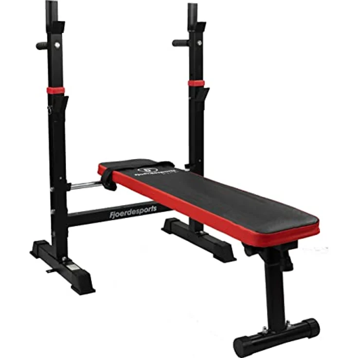 Fjoerdesports Hantelbank mit Ablage, Verstellbare Höhe & Klappbar, Schwerlast Gewichtheben, Heimtraining, Home Gym, Dip-Station, Fitnessstudio, Multifunktion Trainingsbank, Schwarz – Bild 1