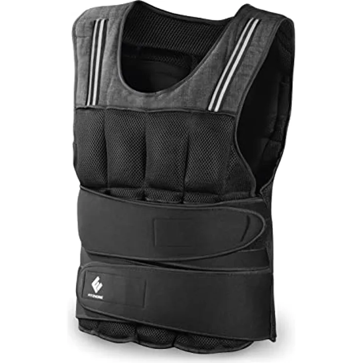 FitEngine Gewichtsweste | Herausnehmbare Gewichte - bis zu 10 kg | Mit 36 Sandsäcken à 540g, funktionale Passform | Schweißabweisend, für Workouts wie Jogging, Push-ups, Pull-ups, Plank Holds etc.