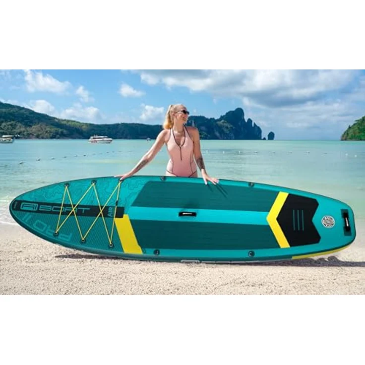 COIL Aufblasbares SUP-Board – Stand Up Komplettset mit Paddel, Pumpe, wasserdichter Handytasche, stabil, 335 cm, 181 kg, Grün – Bild 7