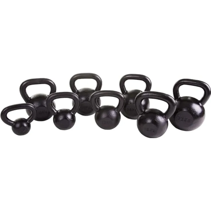 Sport-Thieme Kettlebell 11 Gewichtsstufen, aus massivem Gusseisen, glatter lackierter Griff, für Indoor und Outdoor, 10 Jahre Garantie