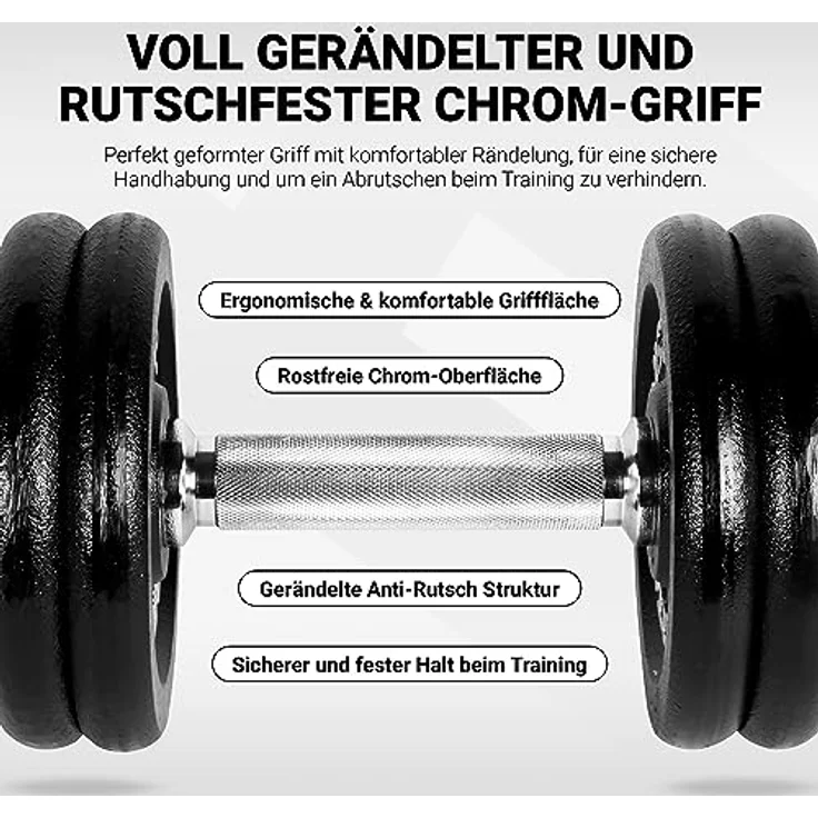 MSPORTS Kurzhantelset Professional aus Gusseisen 30 kg (2 x 15 kg) Hantel – Bild 3