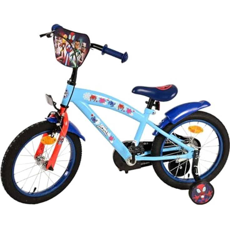 Volare Kinderfahrrad 16 Zoll Kinderfahrrad Rad Marvel Spidey Amazing Friends 21786-SACB, 1 Gang, Rücktritt, Stützräder, Schutzbleche, Kettenschutz, blau – Bild 9