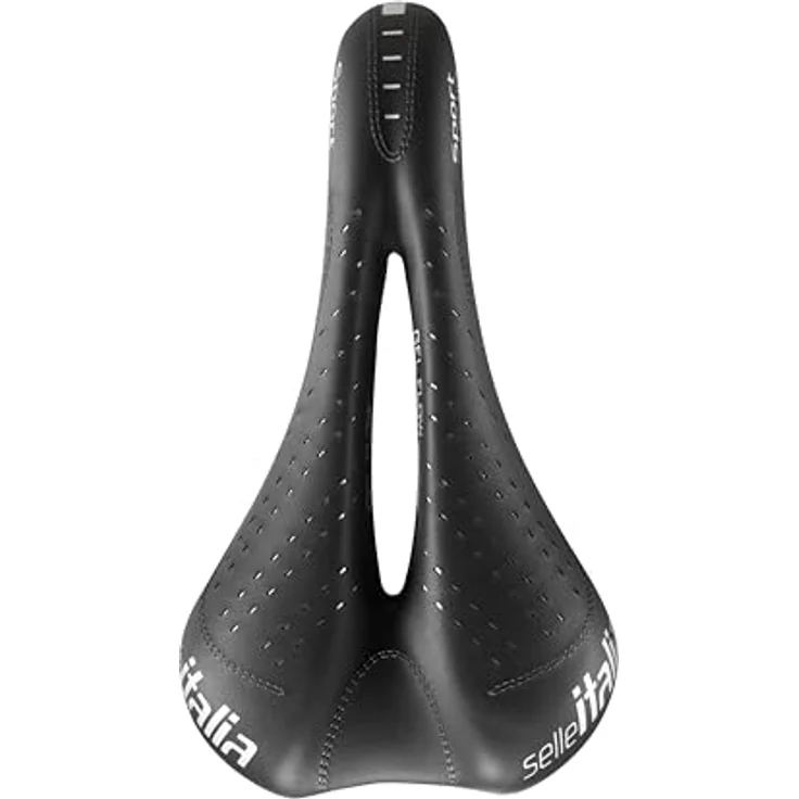 Selle Italia SPORT Gel Flow, Fahrradsattel für Stadt- und Trekkingräder, mit anatomischem Loch, Gelfüllung und FEC-Legierung Schiene, Größe S2, Schwarz – Bild 2