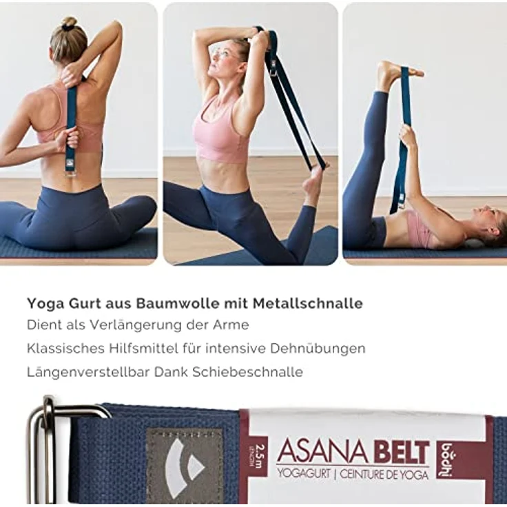Bodhi Yoga-Set Flow | Set bestehend aus: 1 Yogamatte aus TPE, 2 Yoga-Bricks aus Eva (Moosgummi) und 1 Yoga-Gurt aus Baumwolle | Einsteiger-Set für Yoga-Anfänger (lila) – Bild 3
