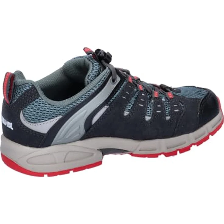 Meindl Outdoorschuh, Wanderschuh aus Velour und Mesh, Farbe asphalt | red – Bild 7