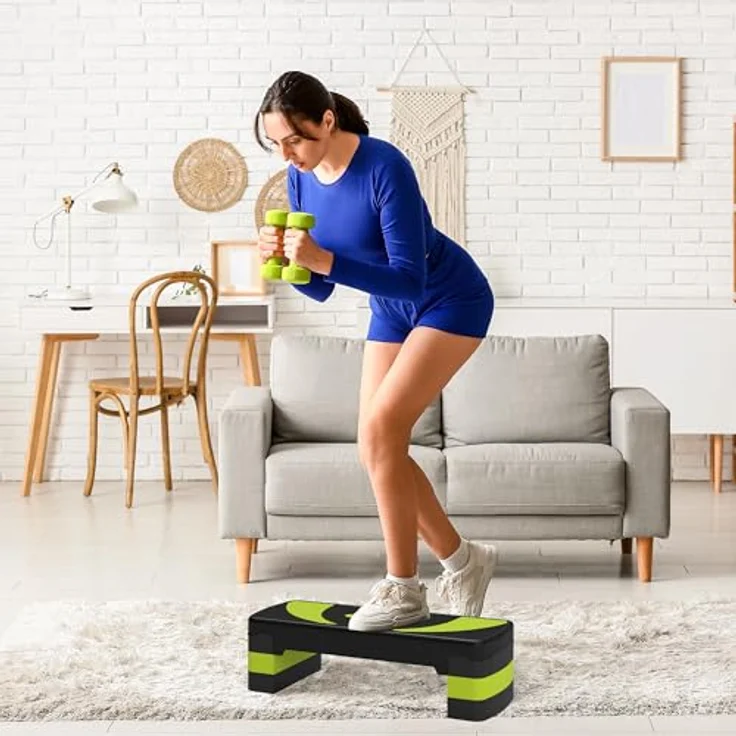 HOMCOM Stepper Aerobic-Stepper höhenverstellbar mit 3 Stufen, Fitness Heimtrainer für Indoor und Outdoor, Schwarz+Grün – Bild 6