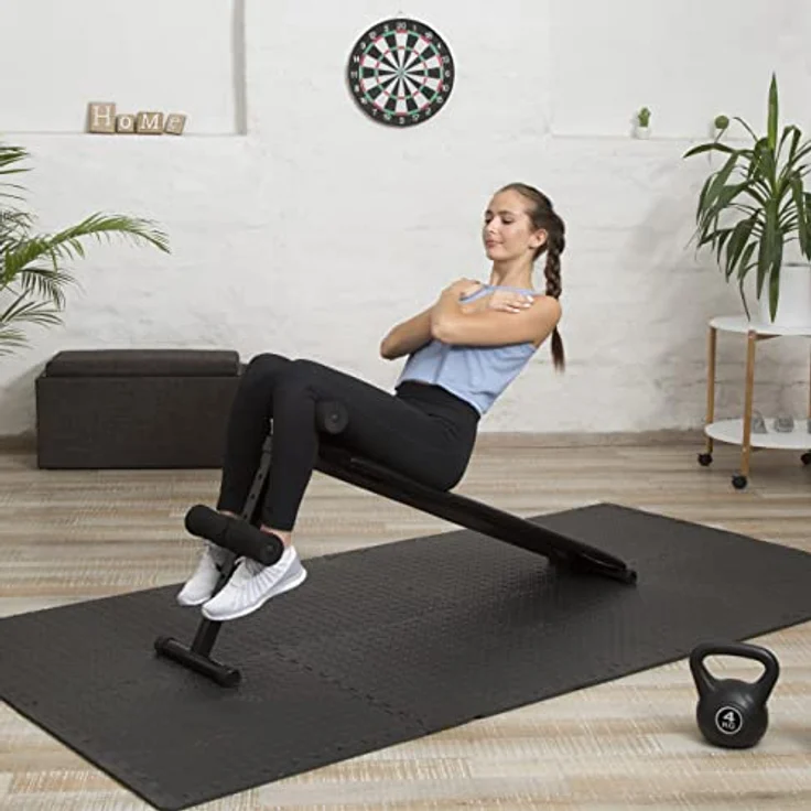 Relaxdays Sit Up Bank klappbar, 5-fach verstellbar, Bauchtrainer Bank, gepolsterte Beinfixierung, Trainingsbank, schwarz – Bild 2