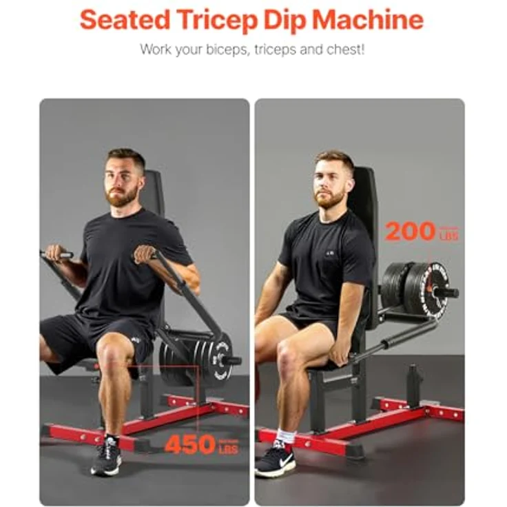 VEVOR Dip-Maschine im Sitzen, Trizeps Bizeps Pressemaschine mit 204 kg Belastbarkeit, verstellbarem Sitz & Rückenlehne für Oberkörper-Push-Fitness-Workout – Bild 2